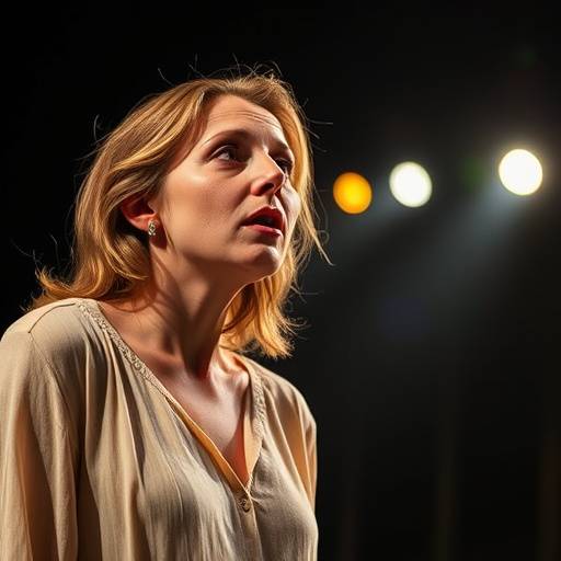 Eine Schauspielerin bei einem Monolog während der Abschlussaufführung der Schauspielakademie Züri